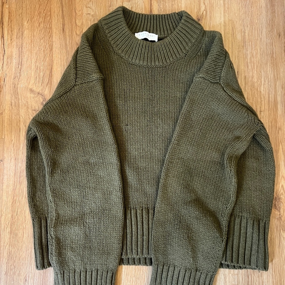 Everlane Olive Green Crewneck Sweater